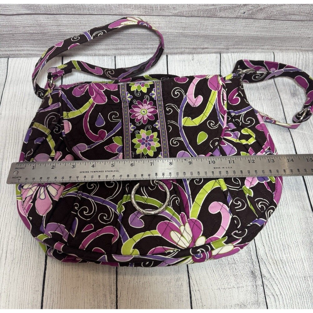 Vera Bradley Little Betsy Saddle Up Sling Crossbody Bag Brown & Purple Floral - Picture 9 of 9